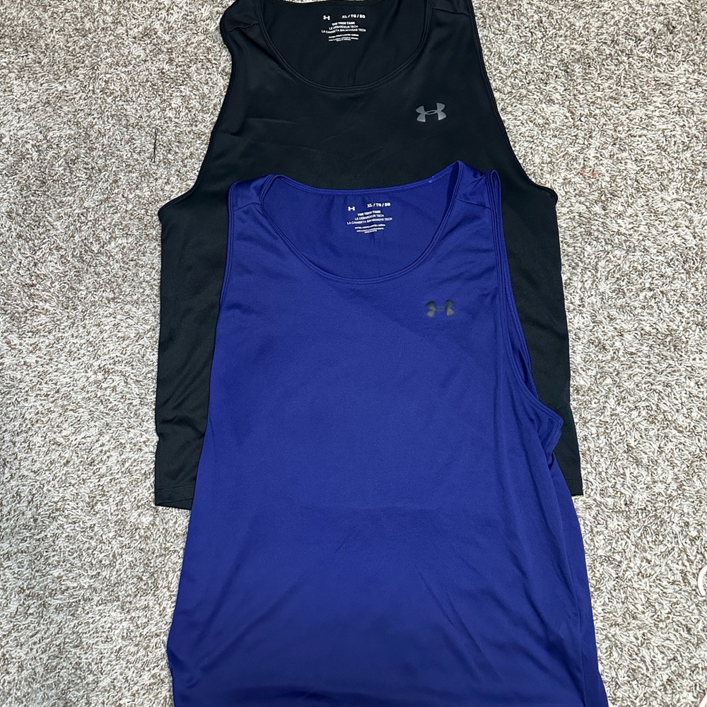 Under Armour Black and Blue Athletic Tank Tops
